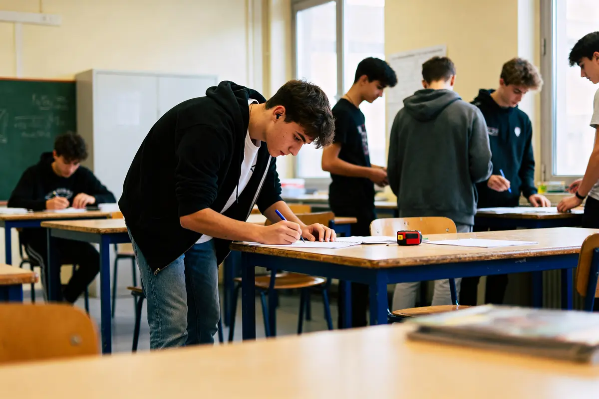 Des élèves travaillent assidûment à des exercices dans une salle de ccf du lycée