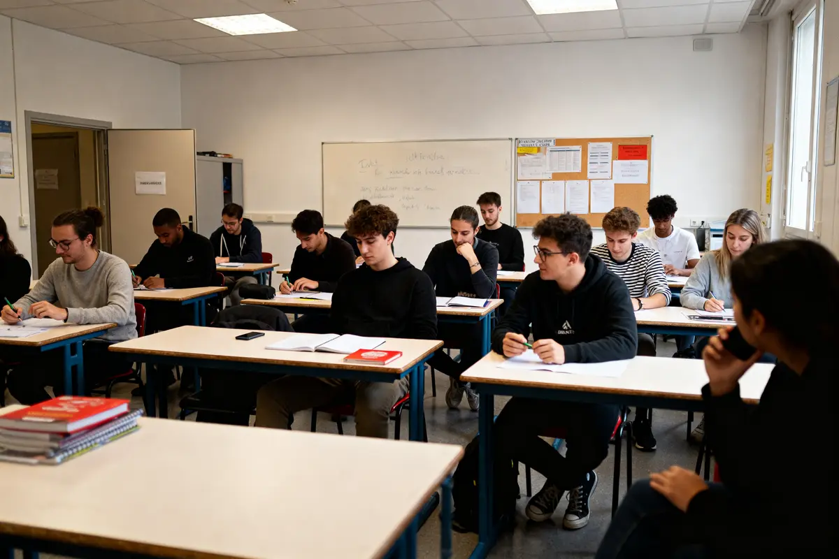 Salle de classe avec étudiants concentrés dans des lieux de formation professionnelle